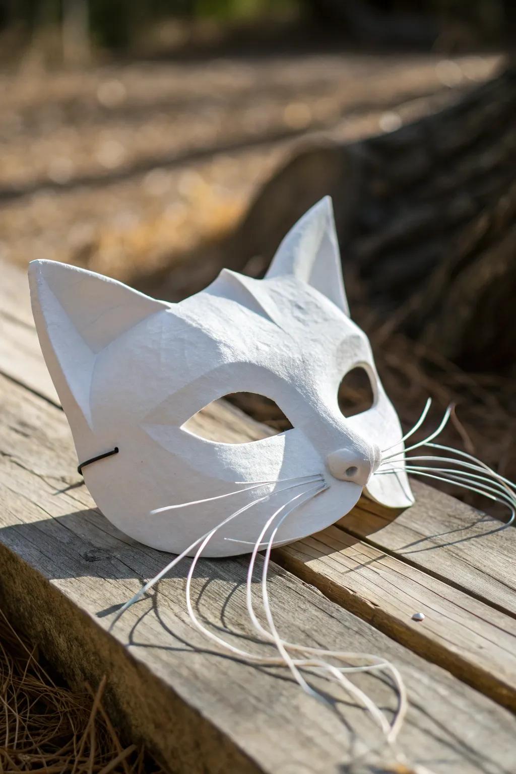 Charming Feelers: A playful molding compound cat mask that brings simplicity and appeal to life.