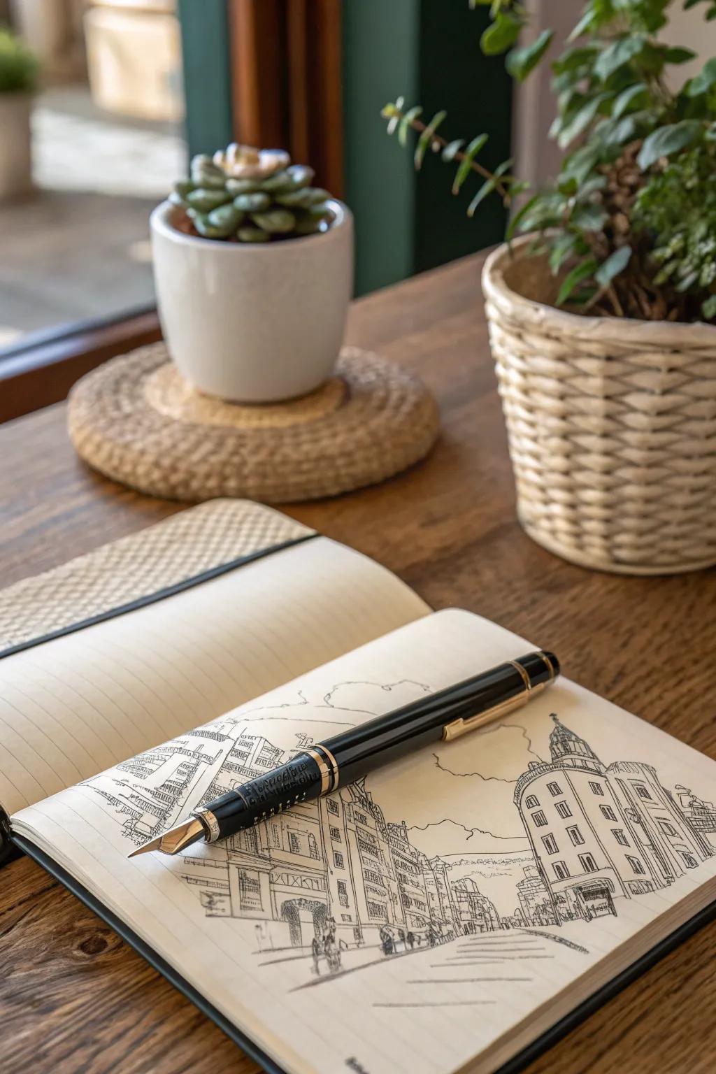 Capture city life with a sleek ink sketch – where simplicity meets metropolitan ingenuity.