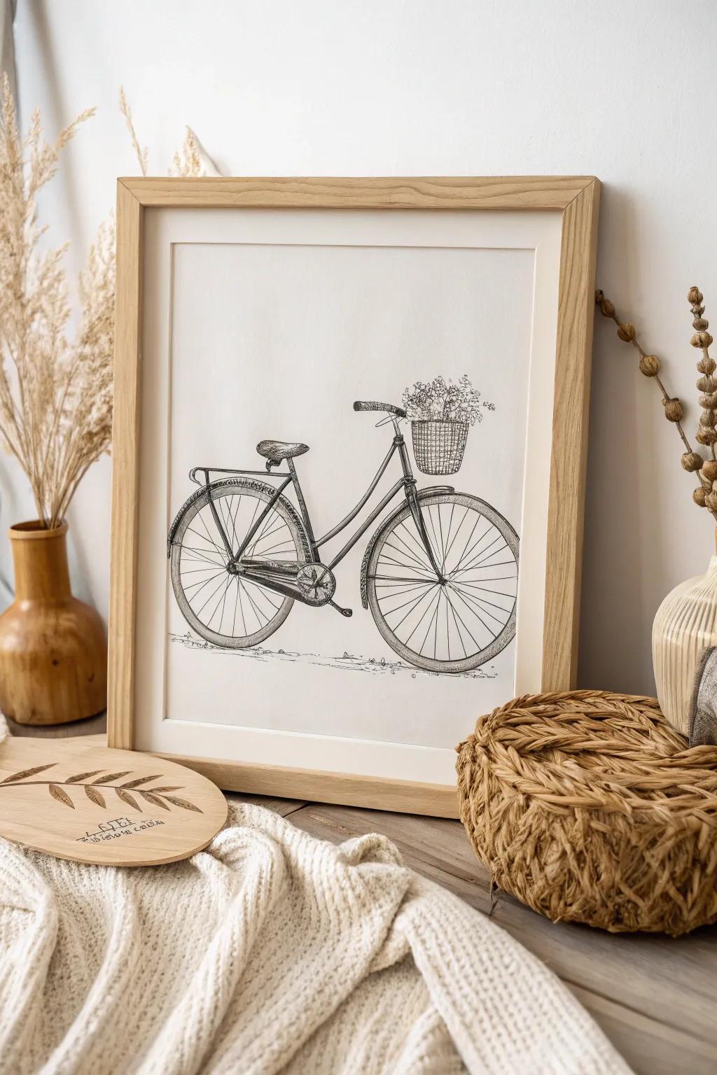 Evoke memories with a hint of artistry - an antique bicycle sketch that communicates volumes in simplicity.