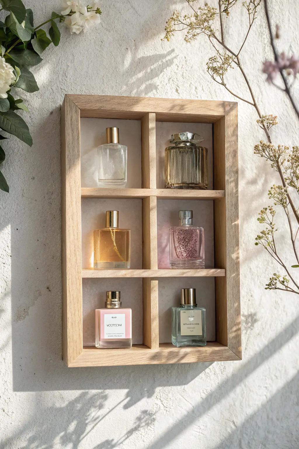 Transform your fragrance collection into a masterpiece with a chic display box feature.