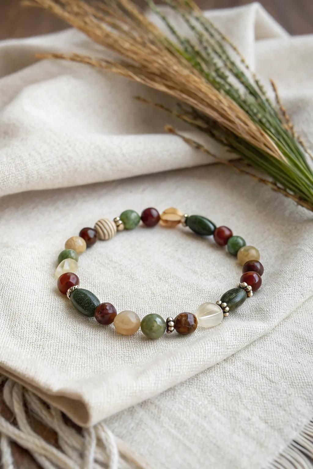 Embrace the allure of nature with this terrestrial-toned bead bracelet, impeccable for the minimalist harboring a bohemian sensibility.