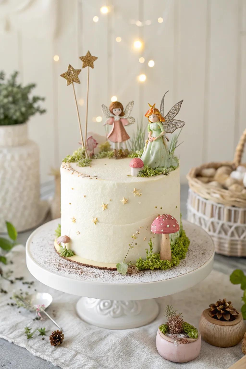 Step into a Magical Fairyland with this enchanting cake design, where simplicity meets fantasy.