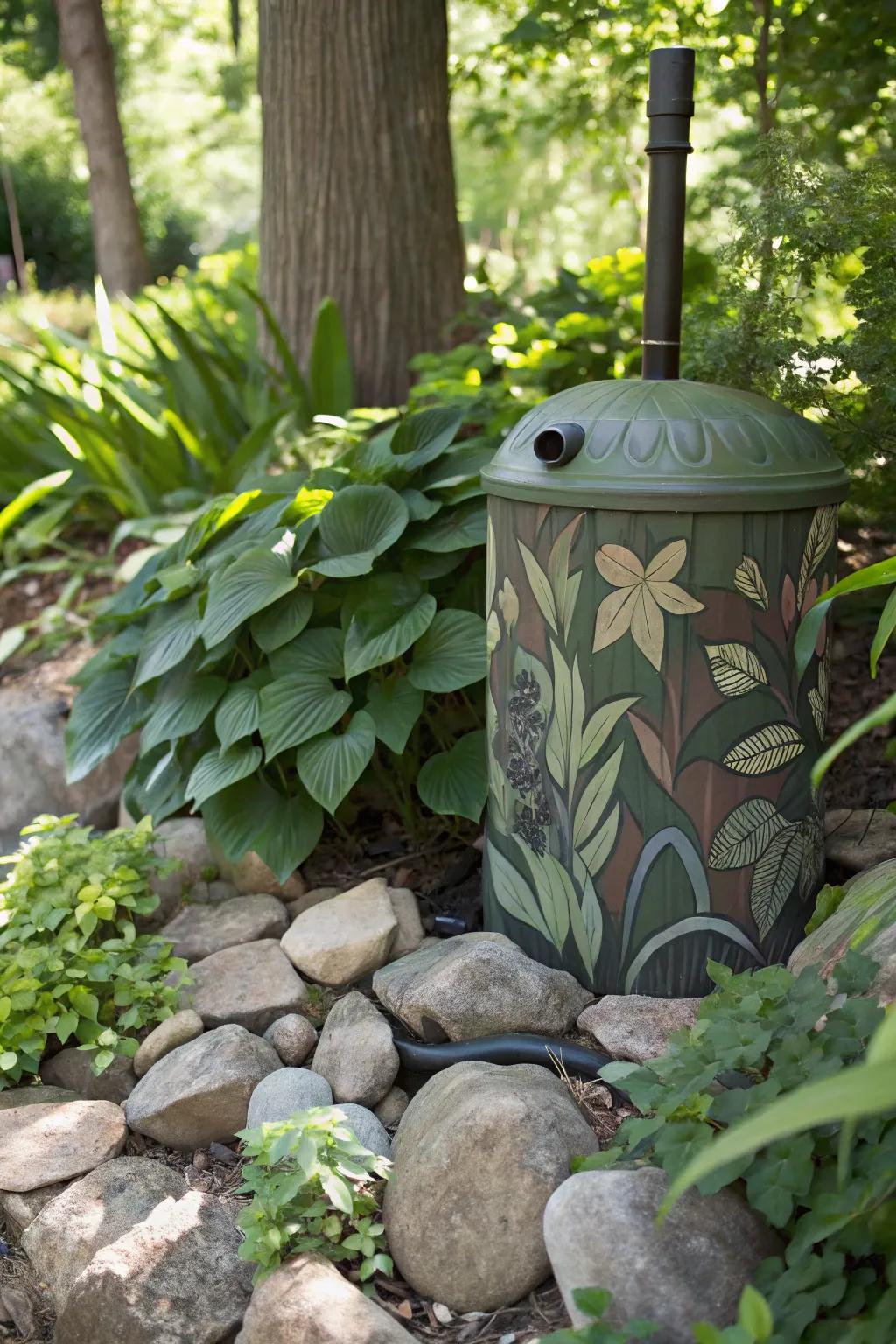 Assimilate with nature: A DIY camouflage pond pump dome that harmonizes effortlessly with its surroundings.