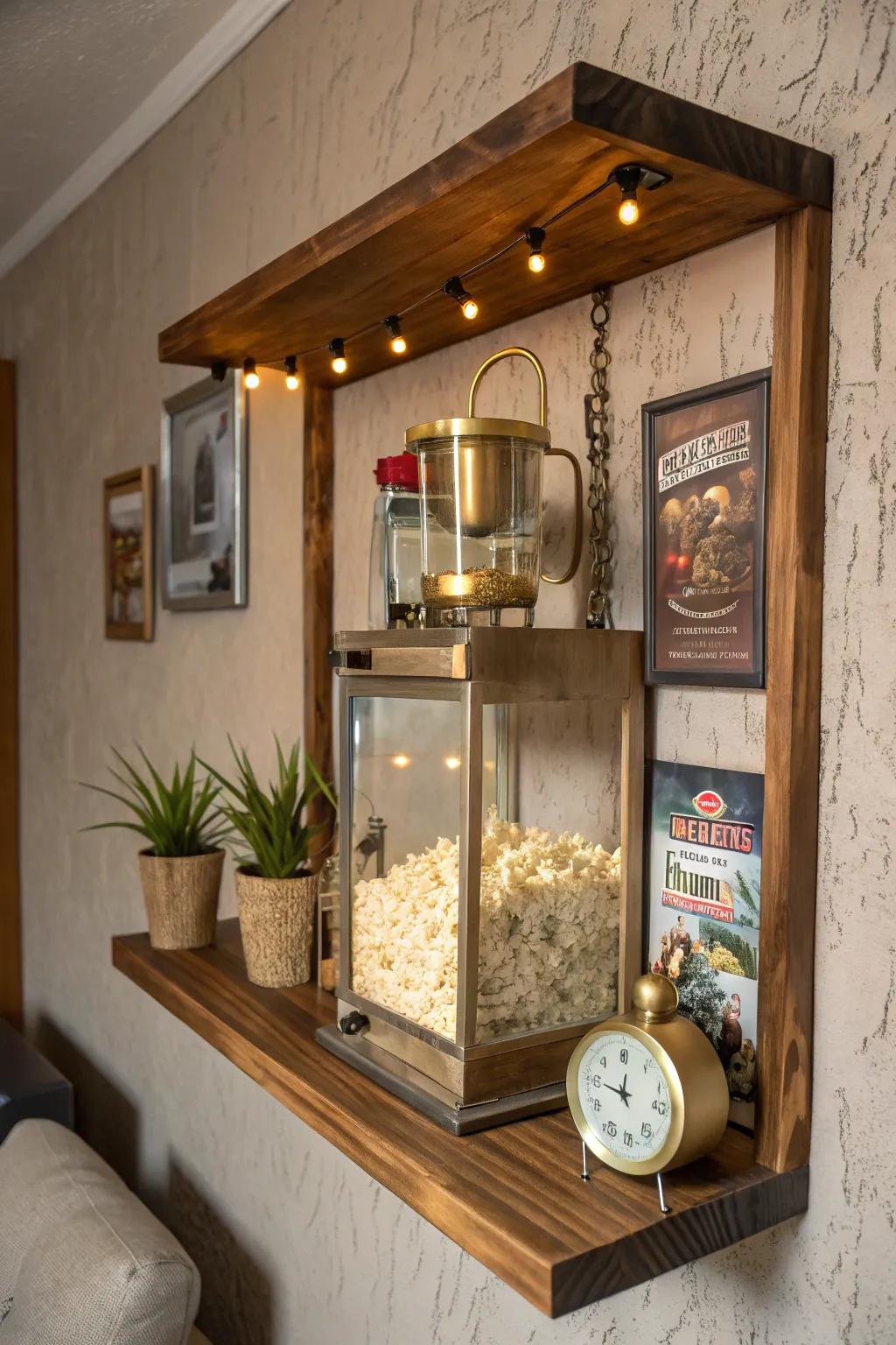 Enhance your popcorn venture with a chic hanging ledge display.