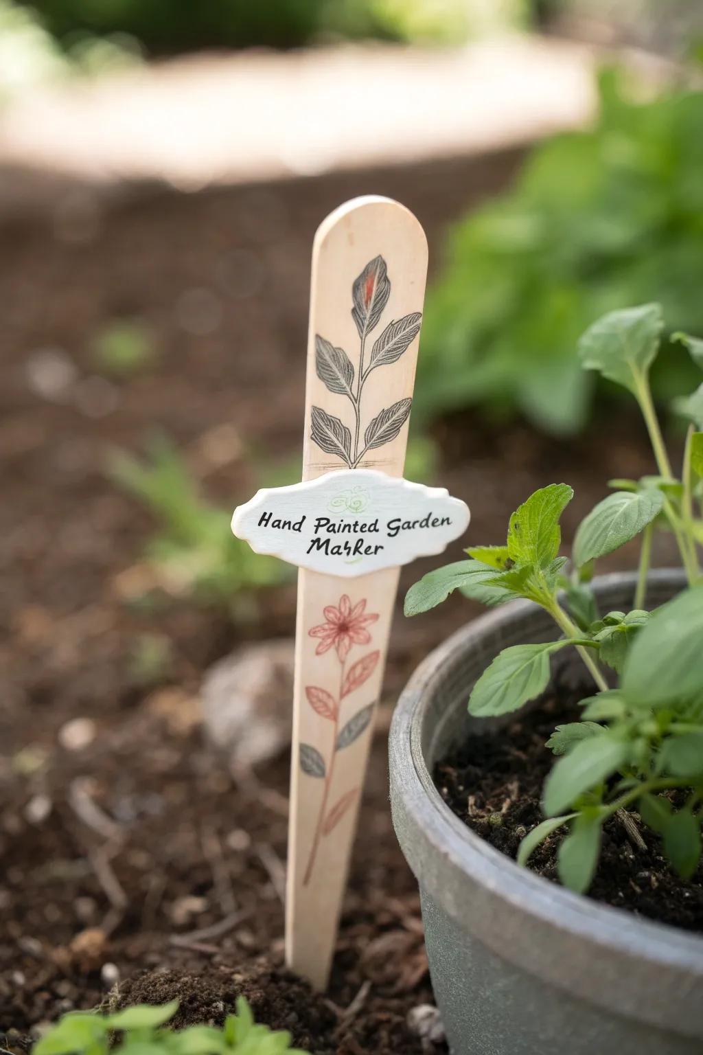 Amplify your garden's allure with artisanal popsicle stick plaques.