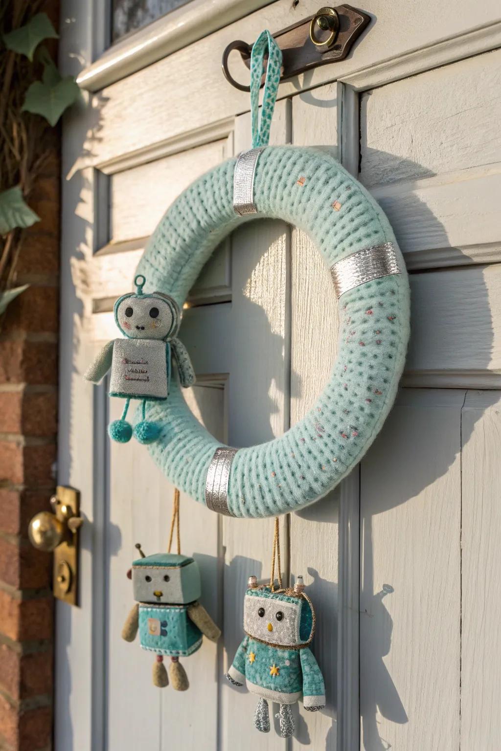 Welcome guests with a smile and a hint of whimsy—this automaton wreath introduces playful charm to any door!
