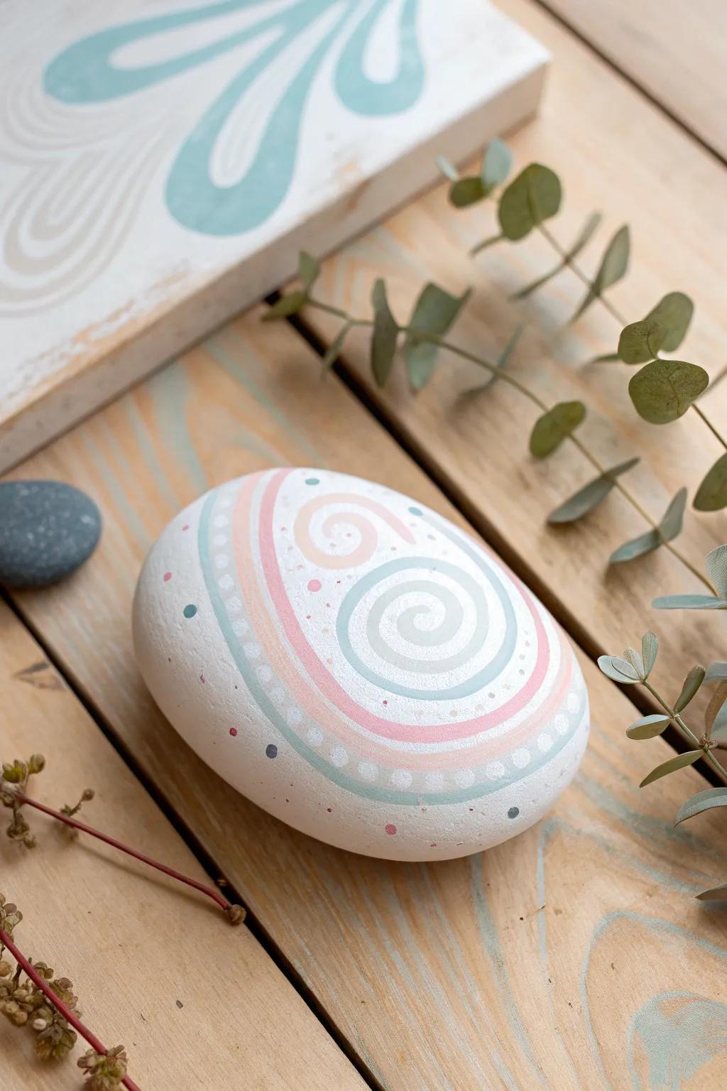 Embrace the beauty of simplicity with abstract rock art that pops with pastel elegance.