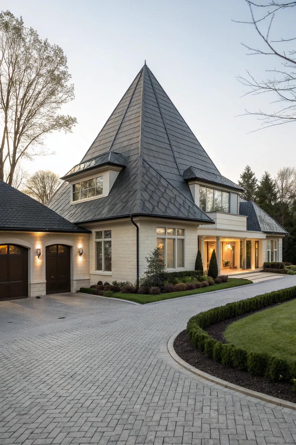 The triangular roof provides refinement and excellent drainage.