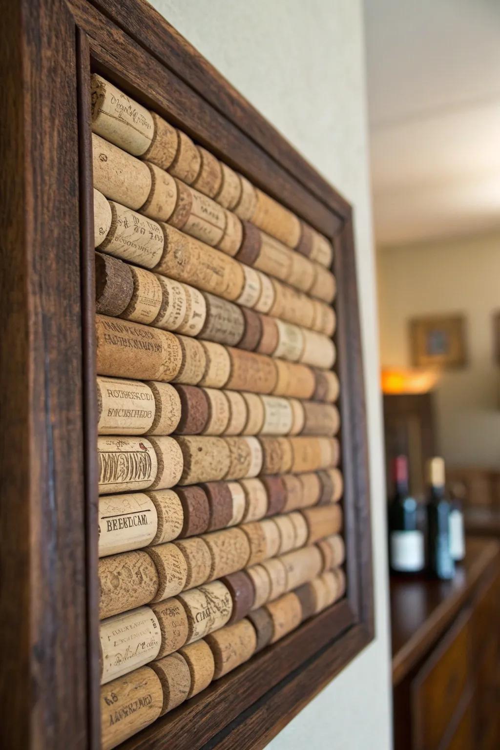 Elevate your workspace with a hint of rustic enchantment—encounter the wine stopper notice board, where functionality converges with handiwork.
