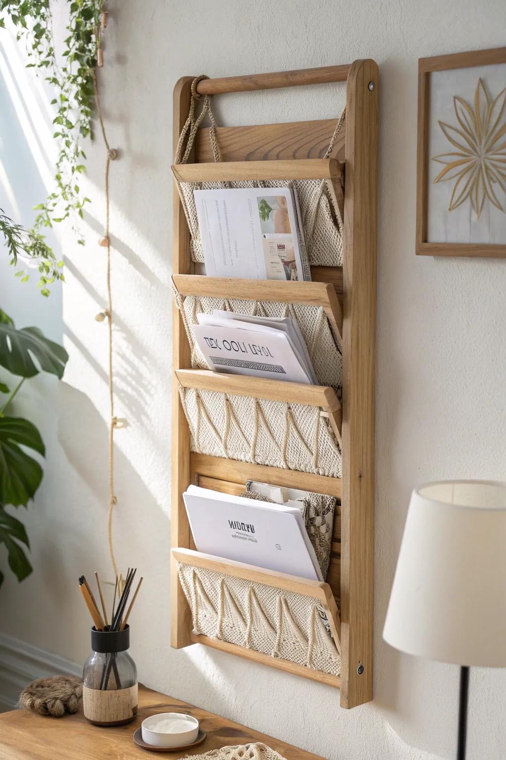 Revamp your workspace into a haven of simplicity and elegance with a chic wall-affixed file holder. #ScandinavianDesign #OrganizedLiving