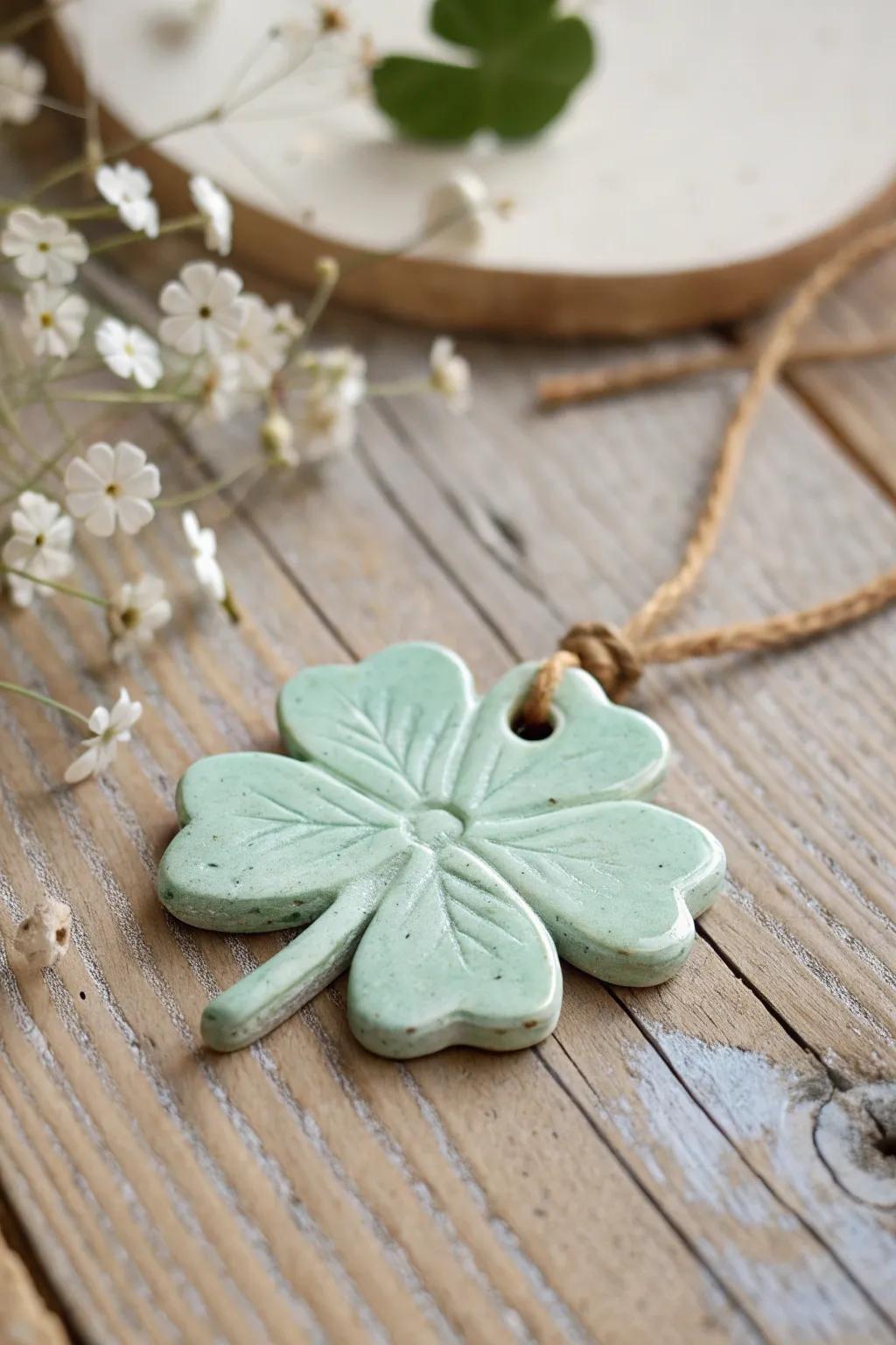 Capture the allure of simplicity with handcrafted clay shamrock pendants—perfect diminutive treasures for any occasion.