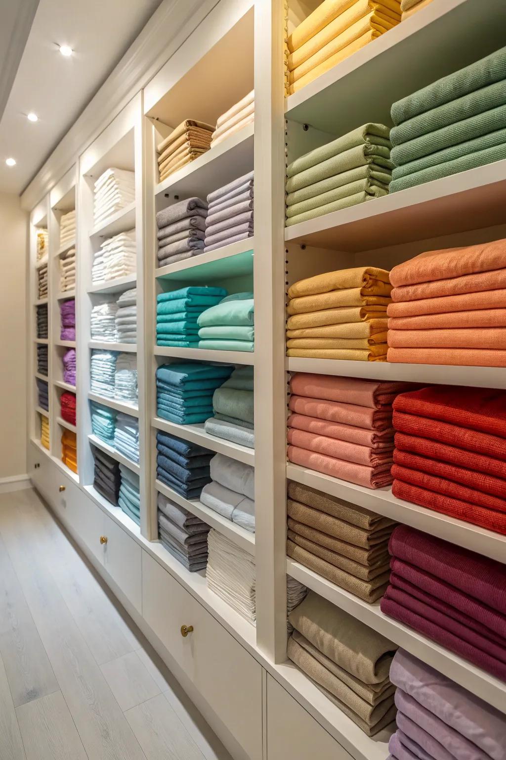 Coordinating your linens by color enhances both visual appeal and practicality.