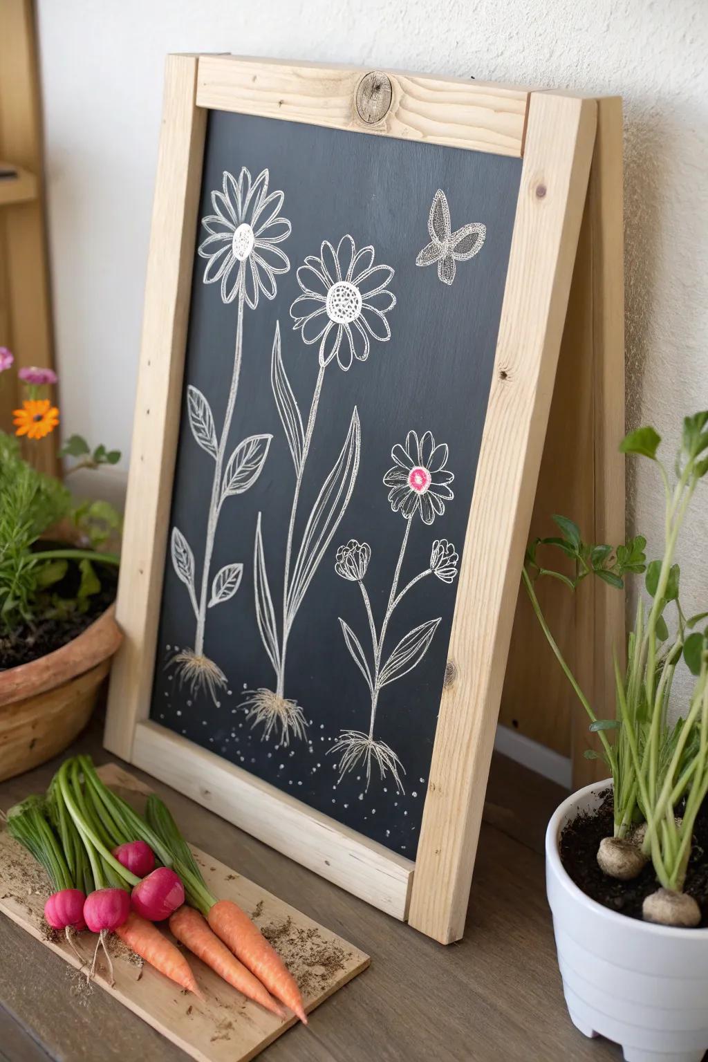 Revering a serene garden haven? Allow this minimalist chalkboard artistry to realize your springtime vision!