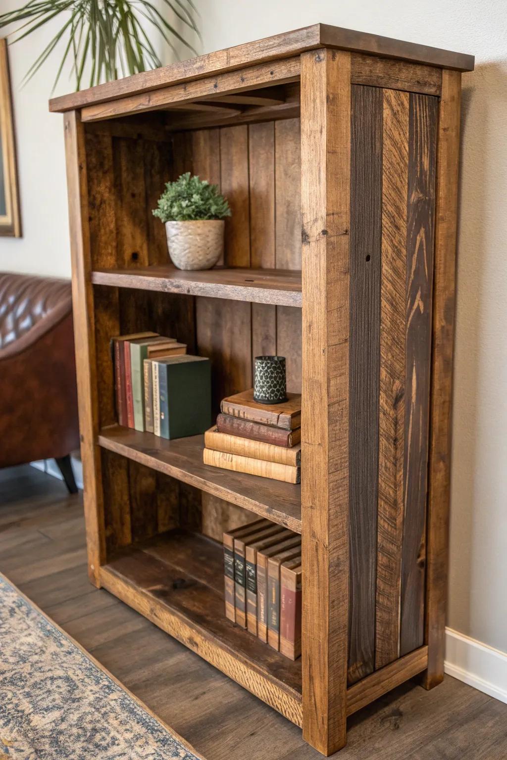 Contribute character to your space with this handcrafted bookshelf fashioned from reclaimed timber.