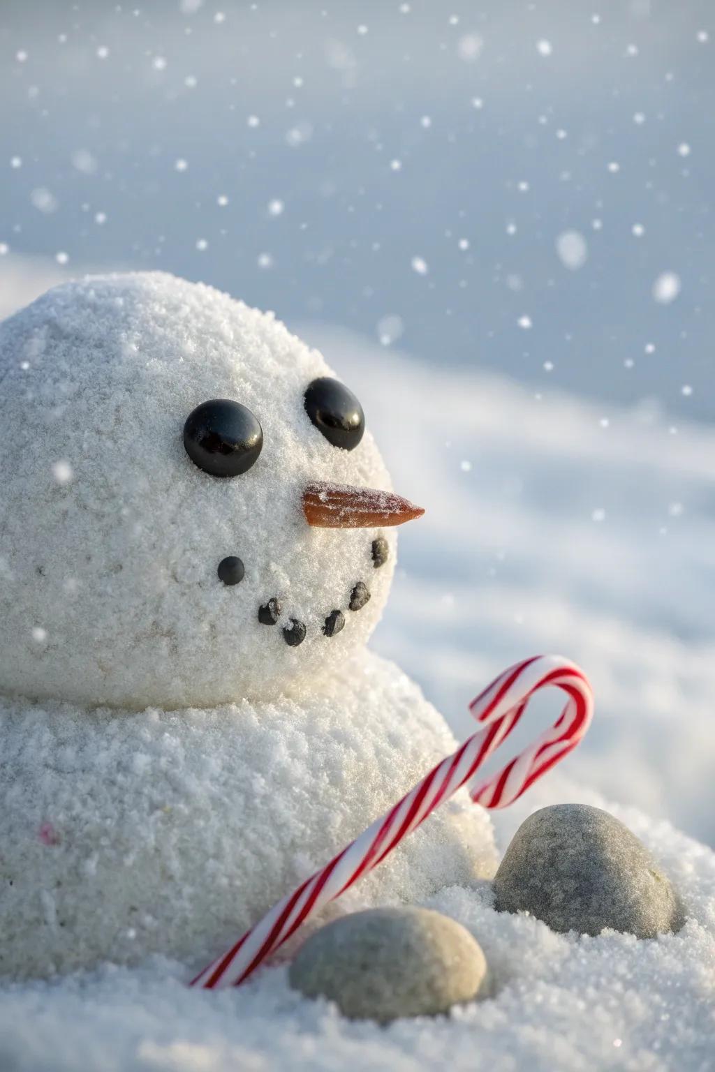 Introduce a sweet alteration to your snowman through a sweet stick nose!