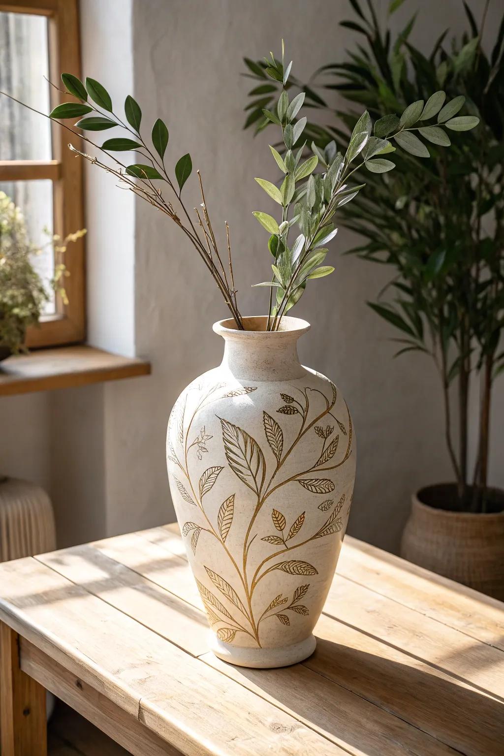 Embrace nature's elegance with delicate leaf and vine stencils, perfect for a touch of organic beauty.