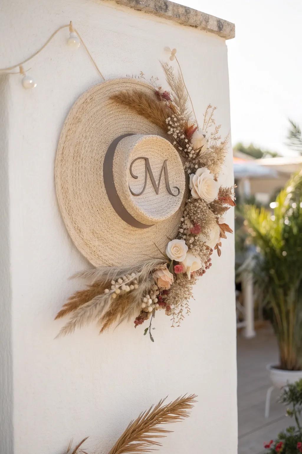 Infuse a personal nuance into your décor with a monogrammed straw bonnet garland. Plain, elegant, and uniquely yours.