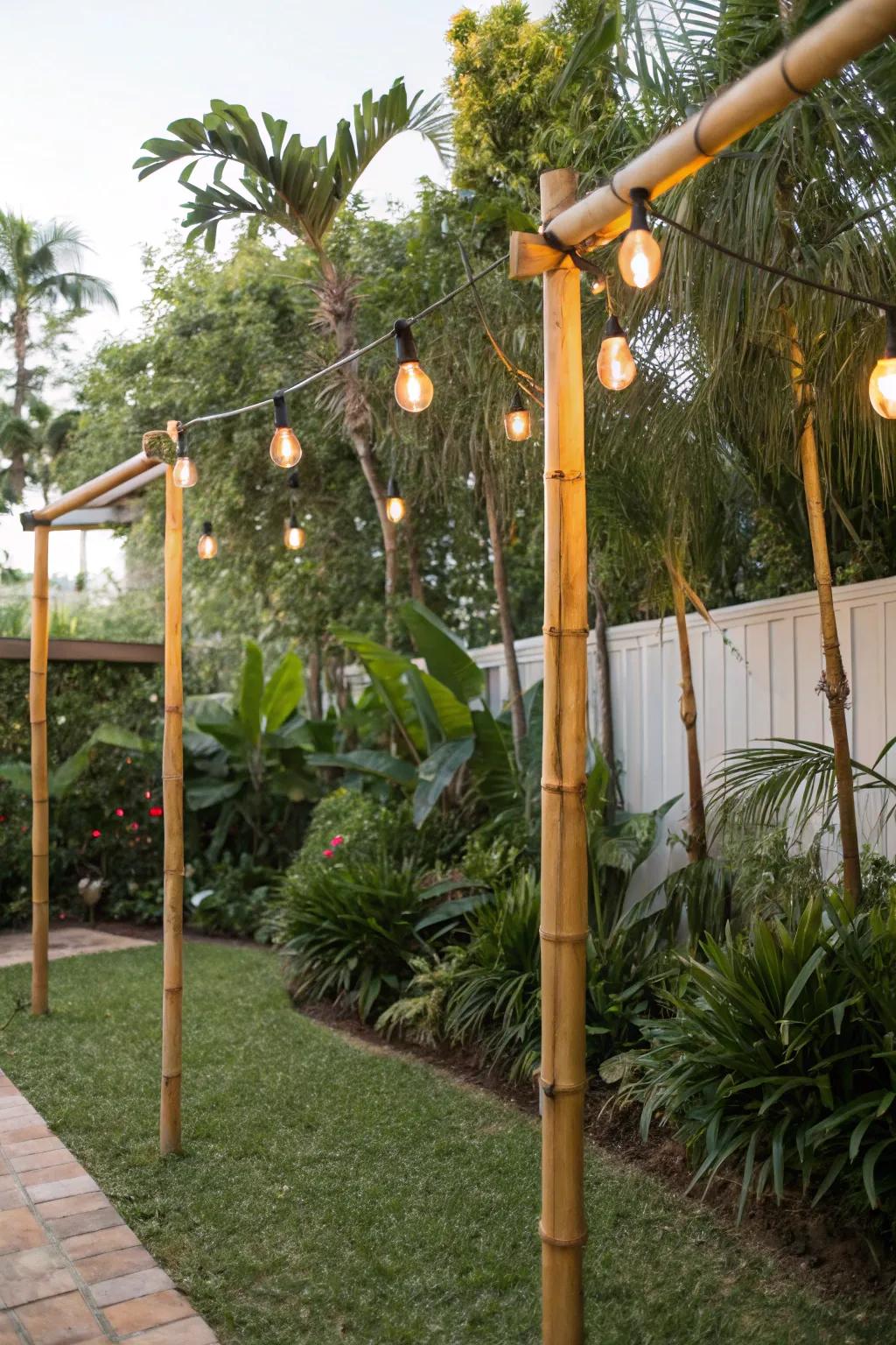 Bamboo supports bring an eco-conscious and exotic touch to your lighting arrangement.