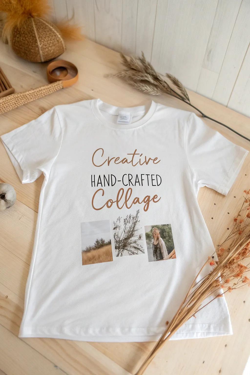 Embrace your creativity with a collage-inspired t-shirt design that tells your unique story.