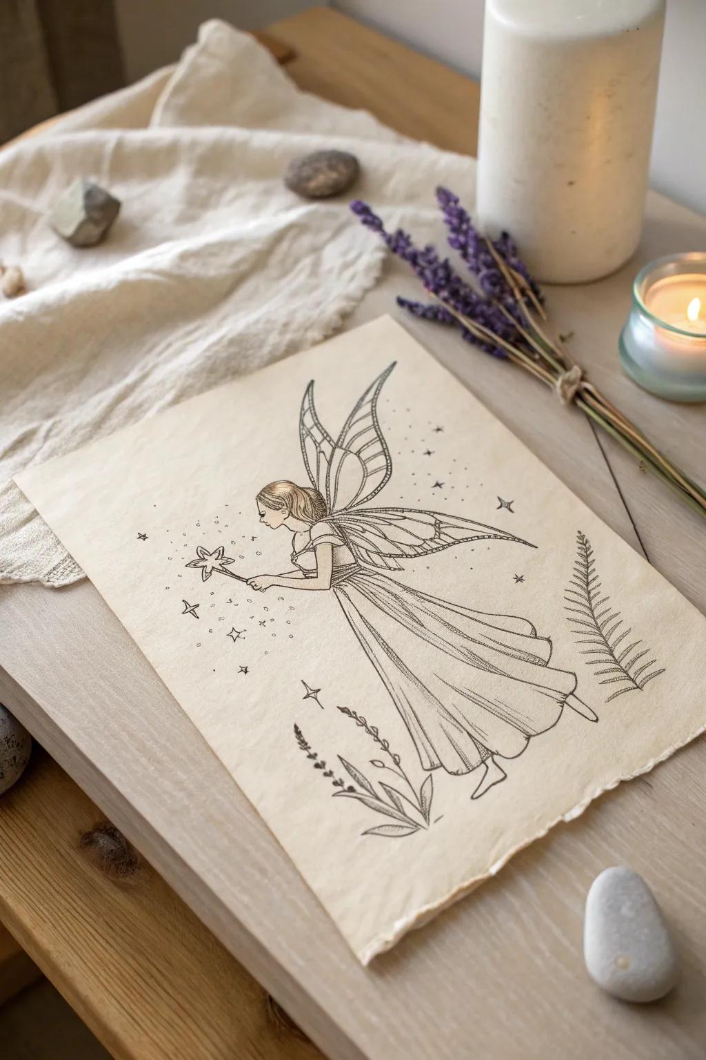 A whimsical fairy sketch introduces a magical signature to your tooth fairy correspondences. ✨🧚‍♂