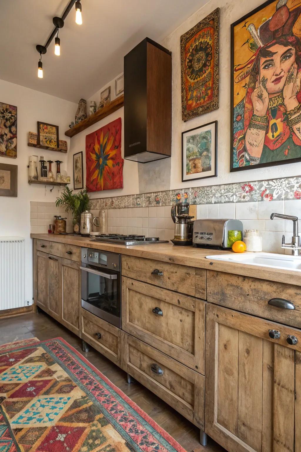 Eclectic elements introduce character and charm to this kitchen.