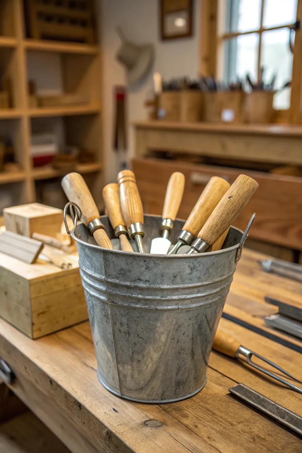 Elevate your workspace with rustic elegance: Store your hand tools in style.