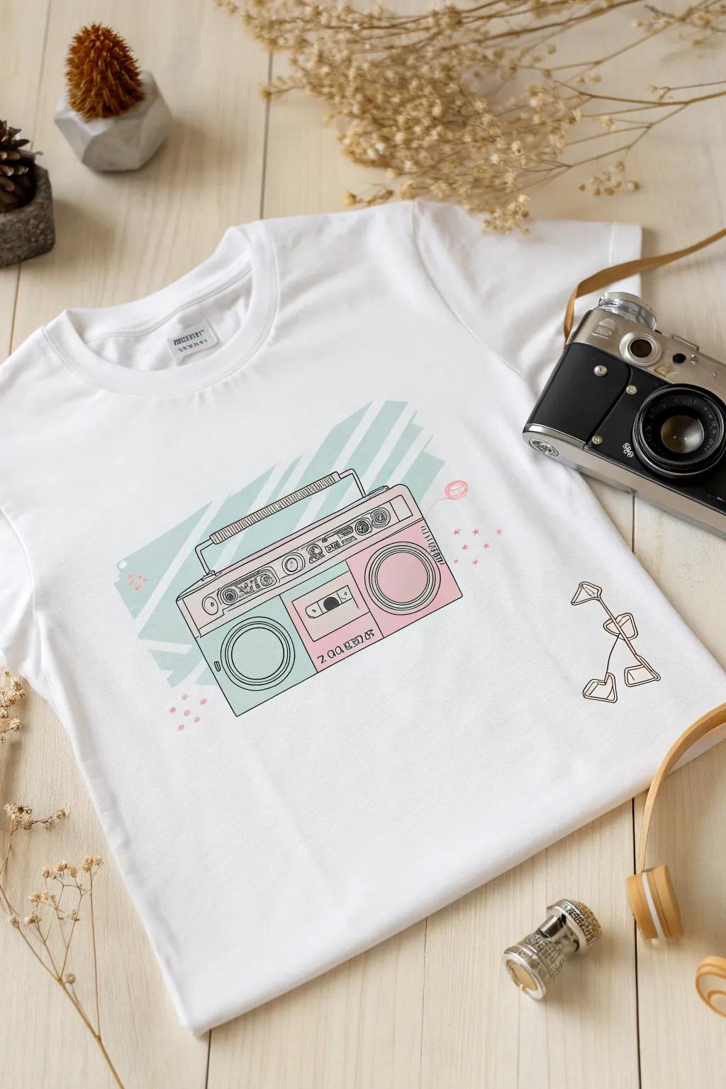 Go back in time in style with this charming retro stereo tee.