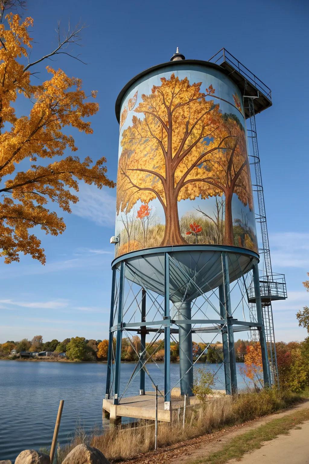 Capture the essence of autumn using a masterfully painted seasonal water container that merges art and nature.