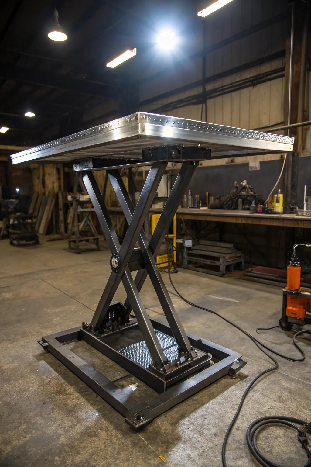 Elevate Your Craft: Uncover the capability and precision of a hydraulic hoist welding table.