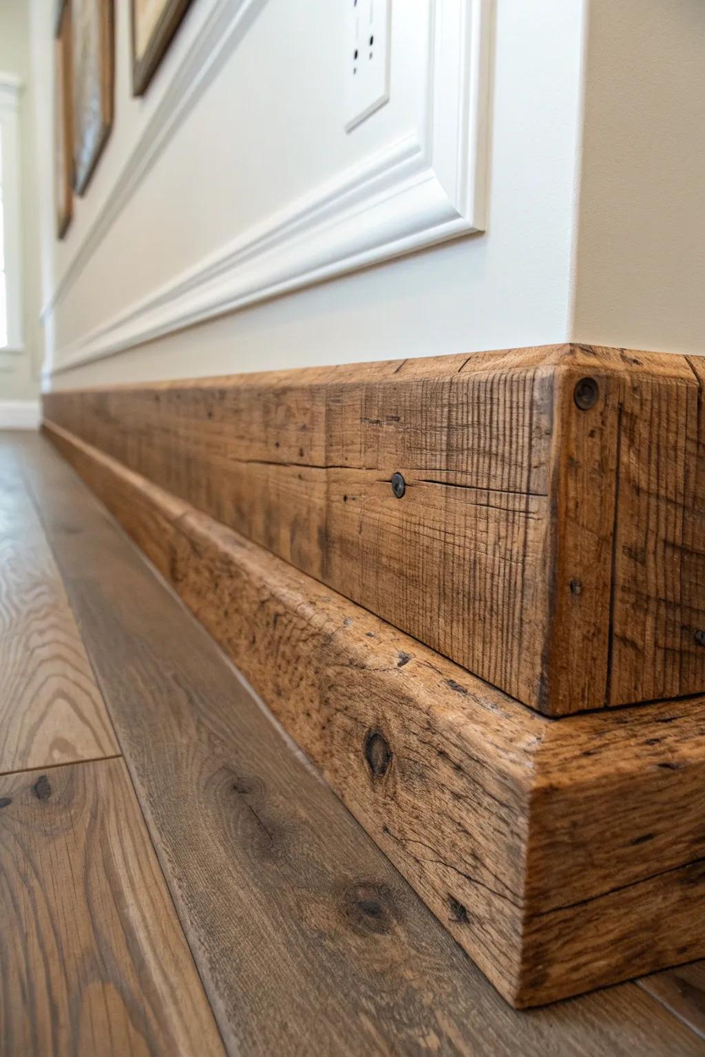 Improve your area with the enduring charm of reclaimed planking skirtings.
