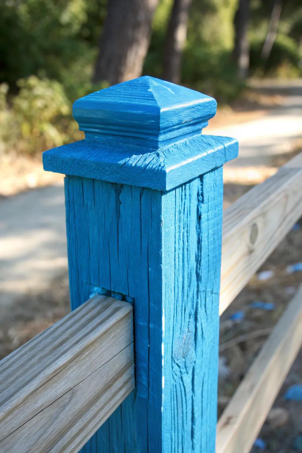 Transform your outdoor space through a striking azure affirmation fence that captures attention and admiration.
