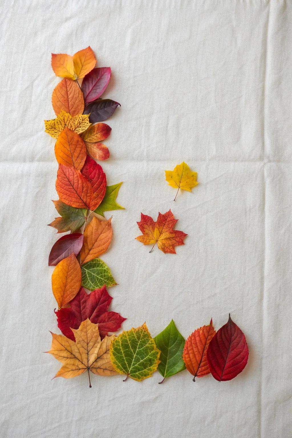 Craft a breathtaking 'L' via nature's palette 🍂✨ #LeafArt #MinimalistBoho