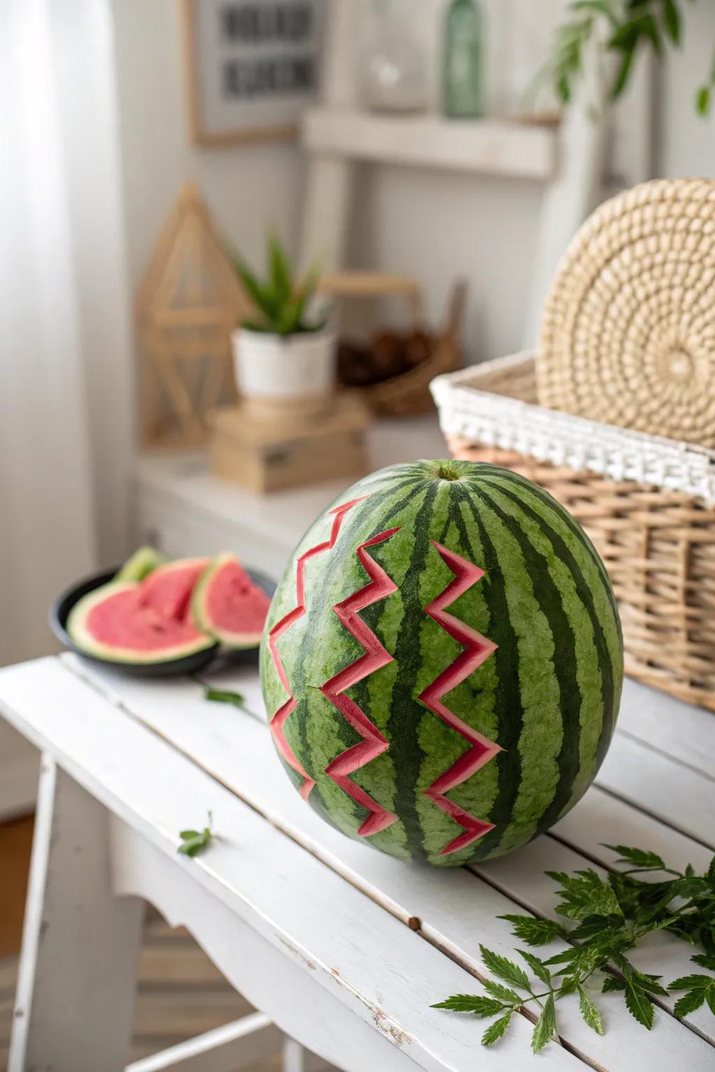Infuse your brunch with a touch of dynamic refinement with this stunning zigzag-sculpted tropical fruit.