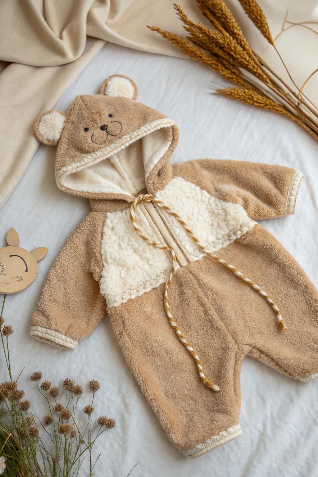 Embrace the charm of simplicity with this eco-friendly ursine outfit, crafted for snuggly adventures.
