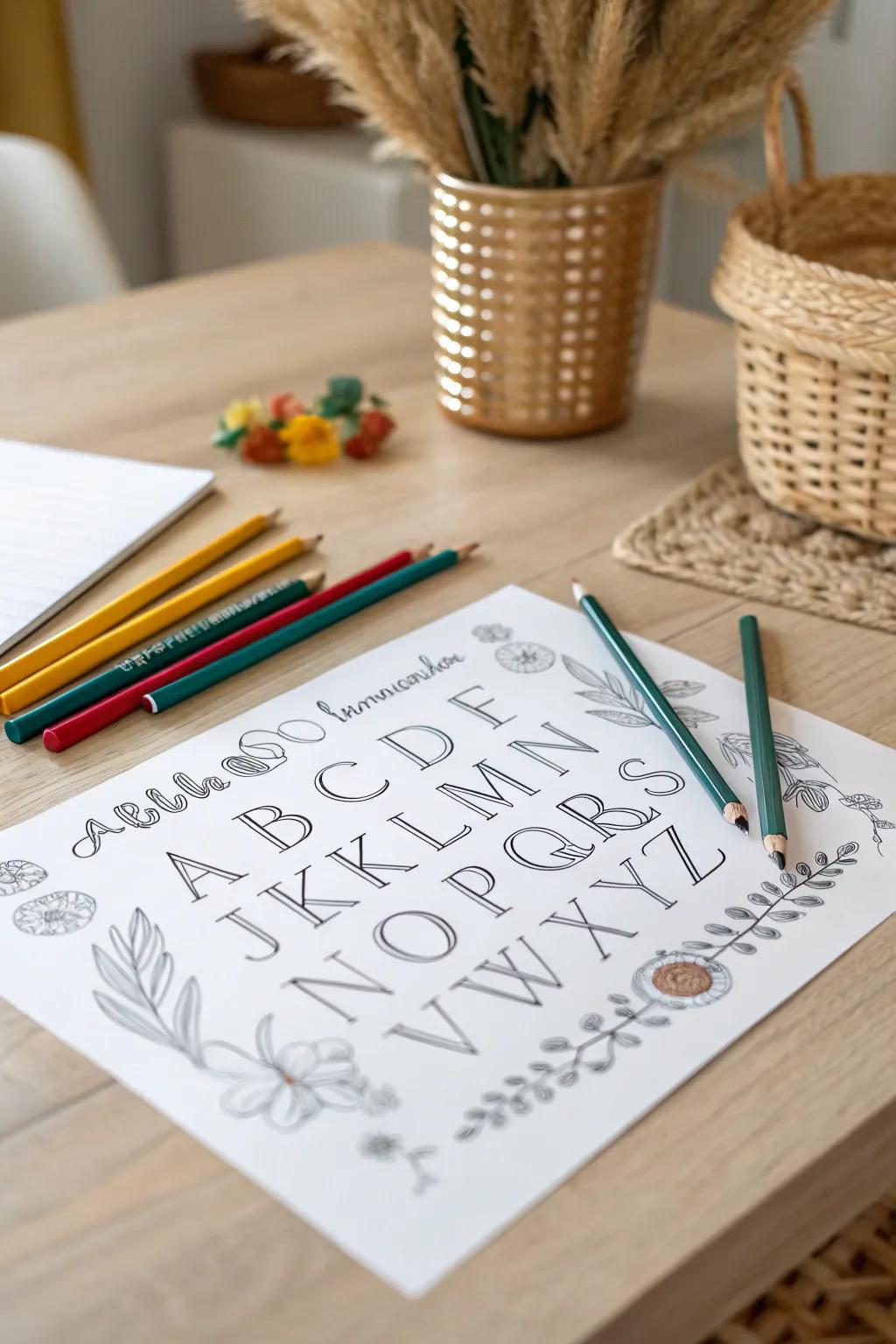 Engender cherished memories through individualized alphabet sheets—wherein simplicity converges with ingenuity in vibrant hues!