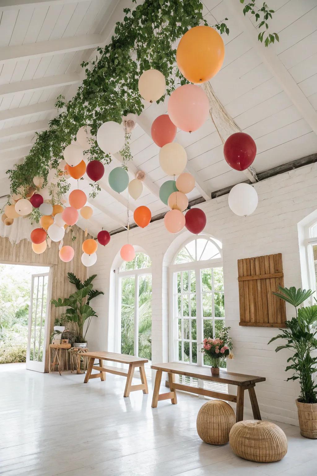 Dance under a sky of vibrant balloons — a whimsical touch to elevate your New Year's celebration.