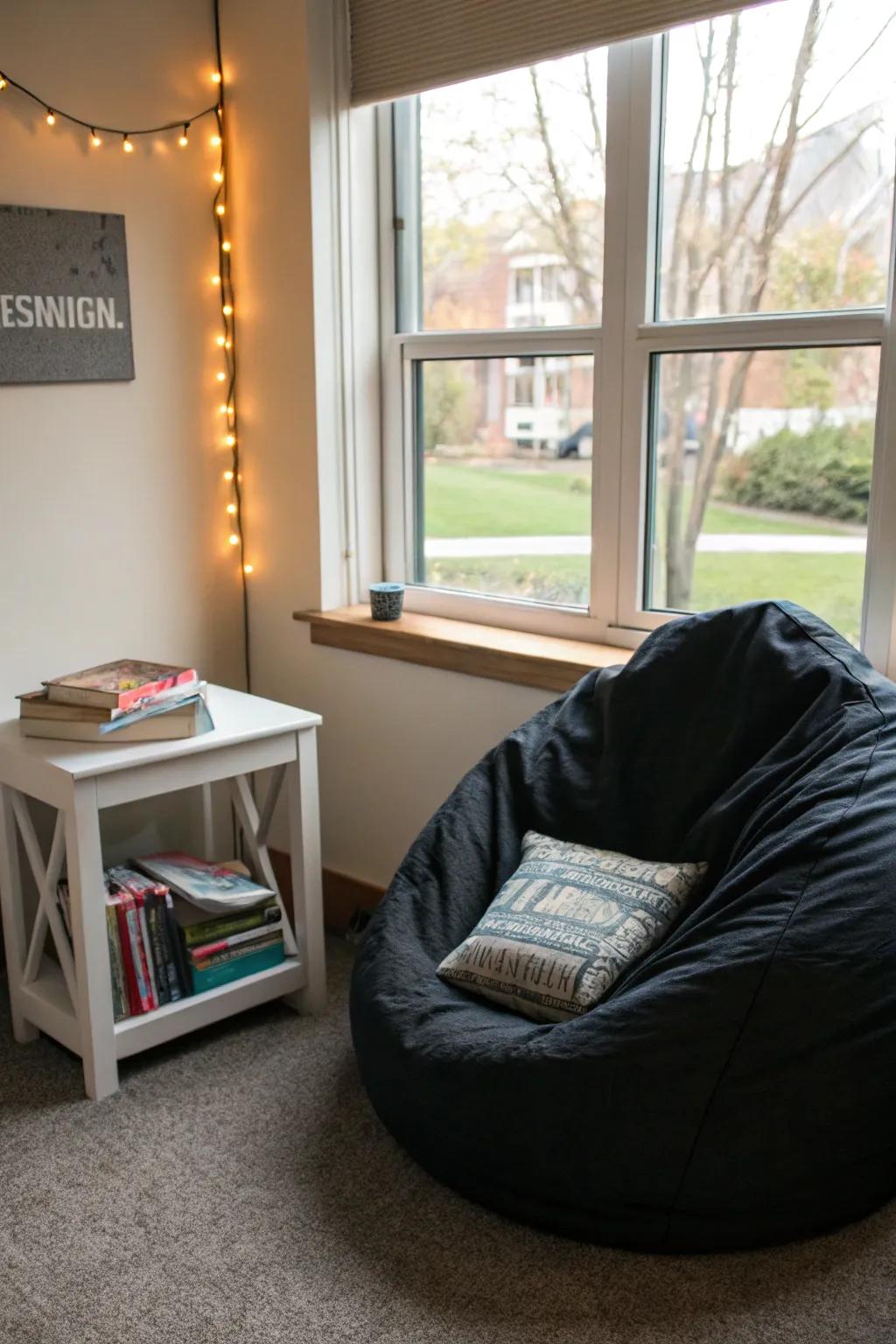 A reading area offers a great relaxation place.
