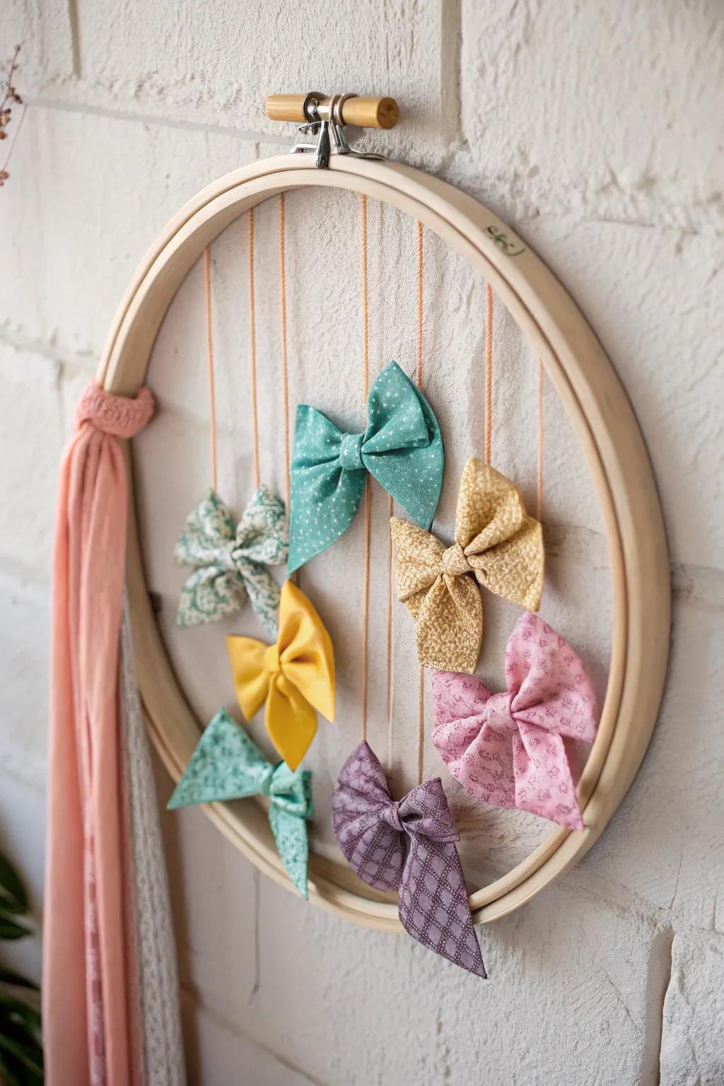 Elevate your decor with a delightful sewing ring ribbon organizer, where simplicity meets radiant elegance.