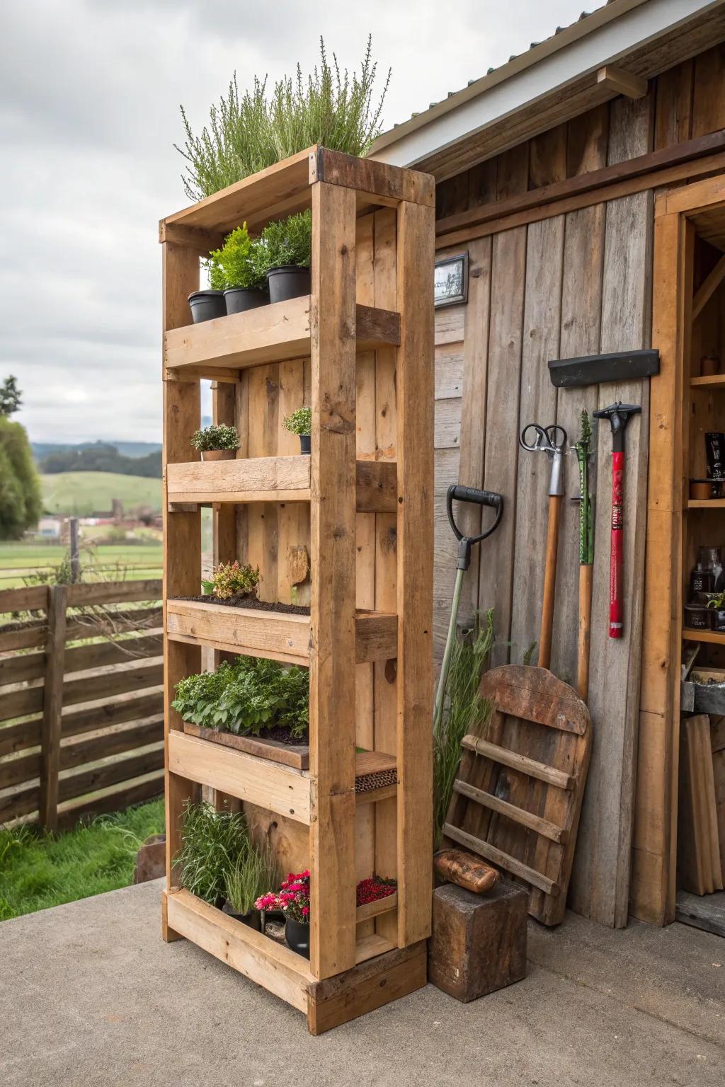 Improve your shed's practicality with stylish and practical upright skid shelves.