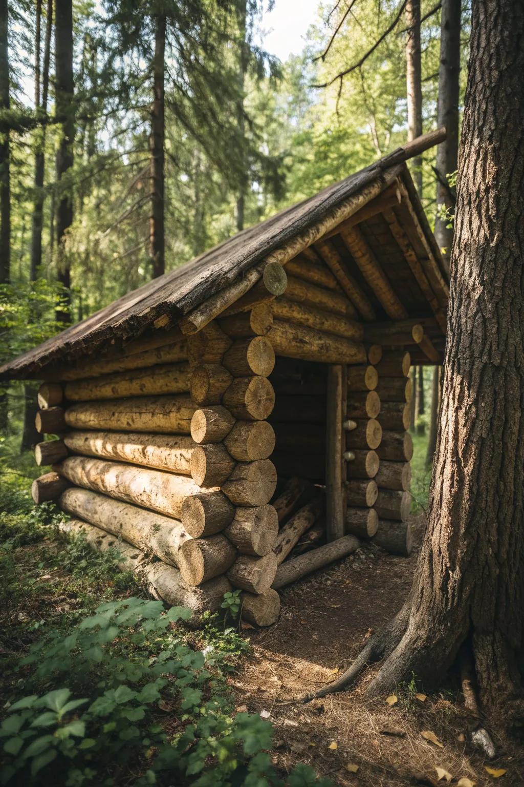 Embrace the spirit of artistry through a rough home off-grid shelter, where rural charm complements long-lasting strength.