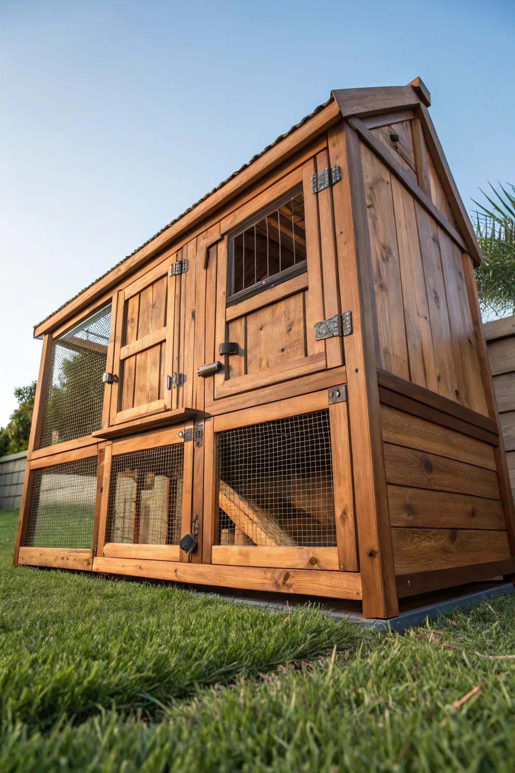 Transform a ready-made long-eared-creature hutch into a chic and secure home for your chicks with a touch of craftsmanship.