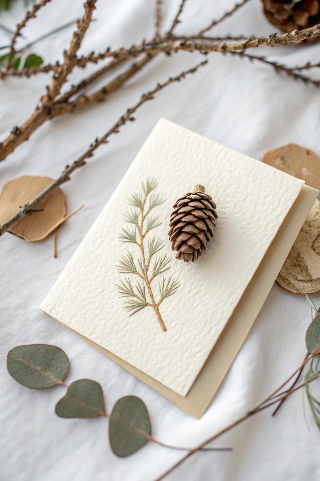 Embrace the rustic allure of nature this Yuletide season through a beautifully crafted card.