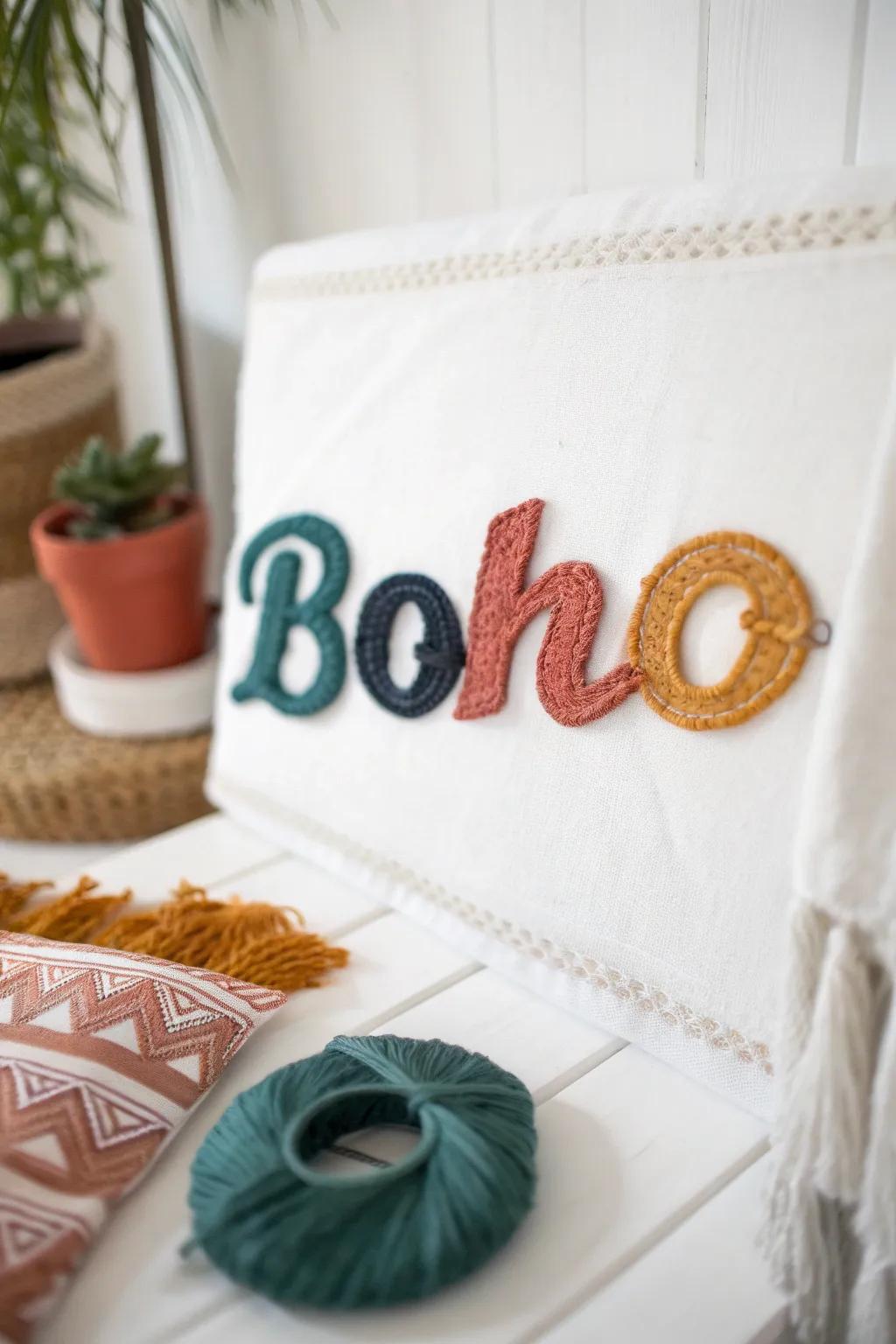 Elevate your name artwork through the tangible allure of textile grains for a striking minimalist statement piece.