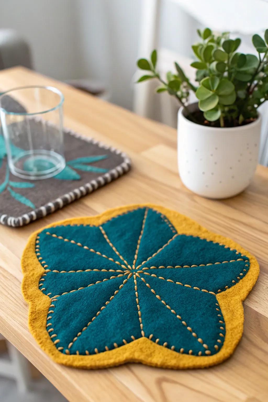 Incorporate a dash of individuality into your tea moments through handcrafted felt coasters.