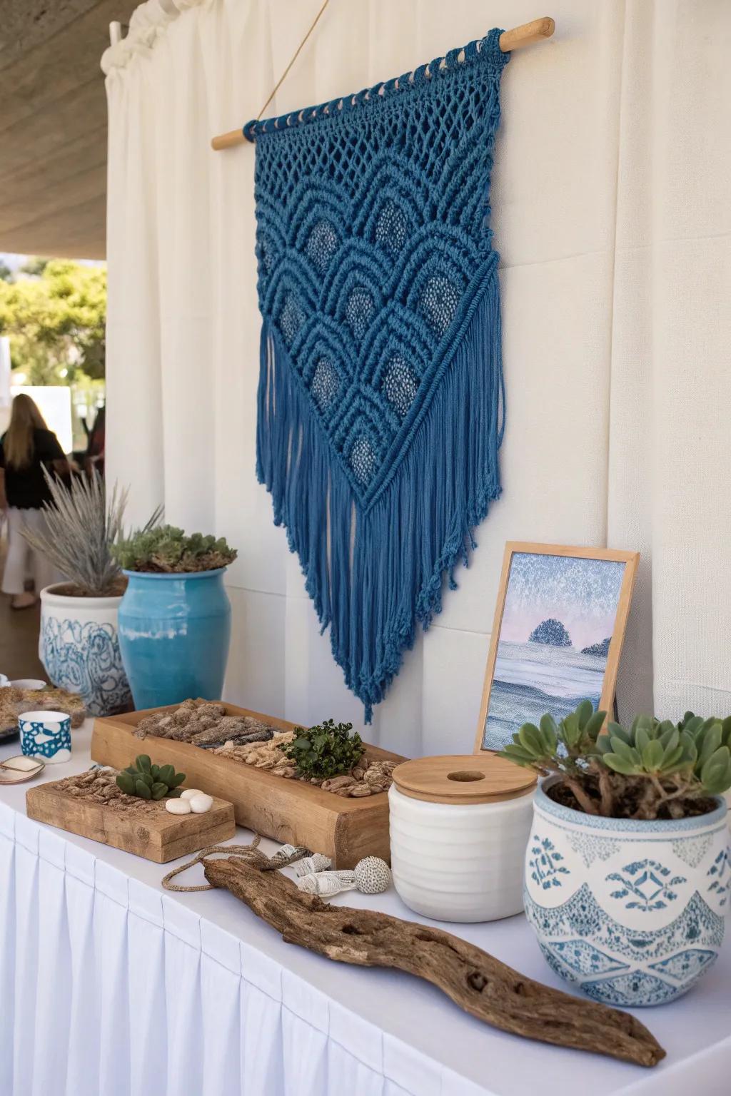 Immerse yourself in coastal elegance with this stunning craft fair display, where simplicity meets the sea.