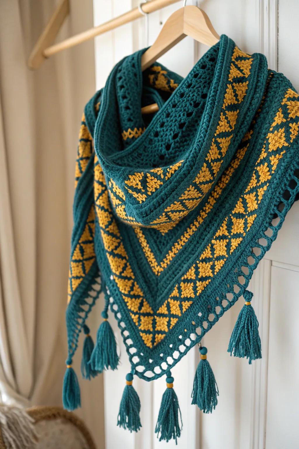 Add a daring touch to your scarf with chic triangle tassels!