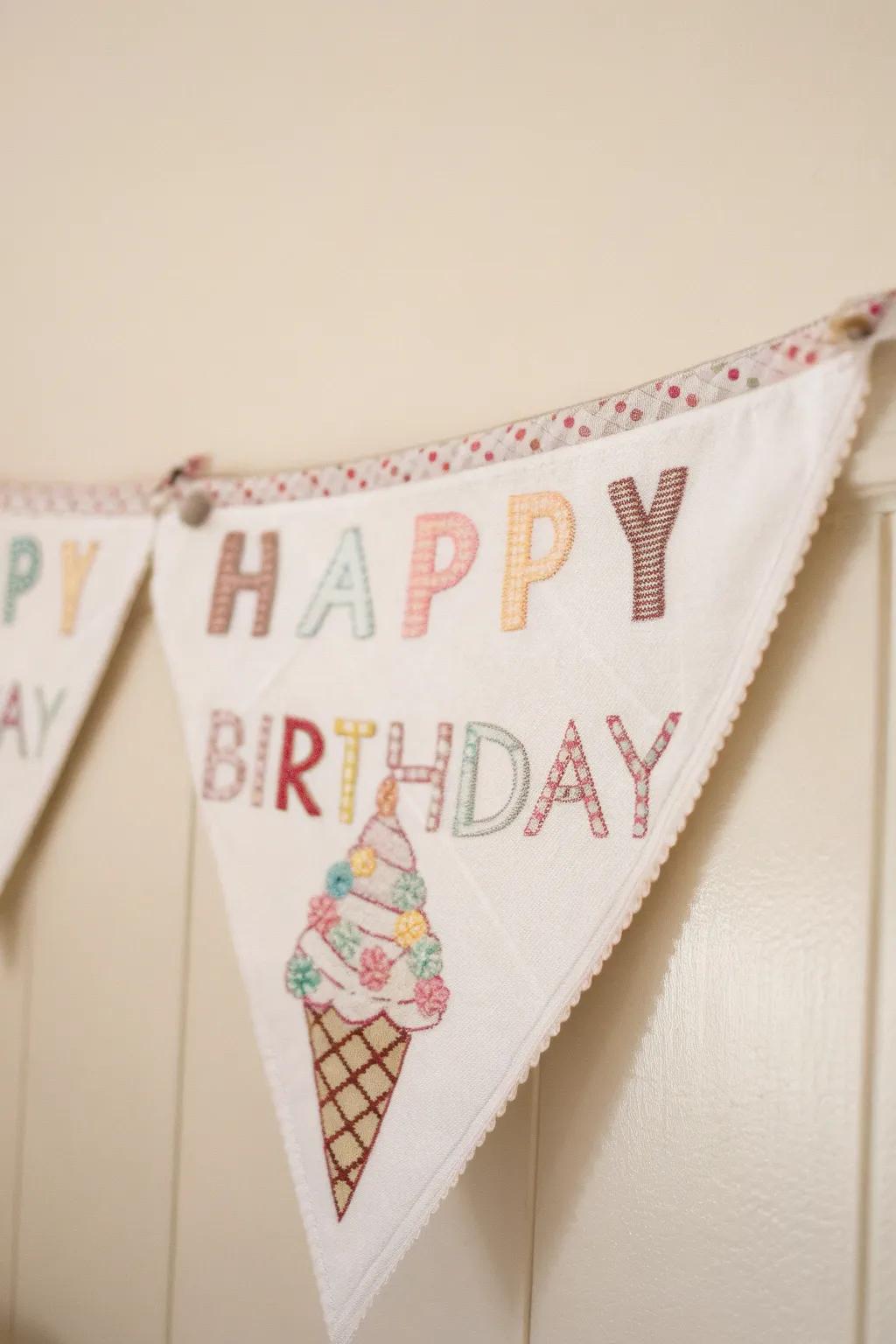 Celebrate in flair with handcrafted cross-stitched garlands, where minimalist encounters boho sophistication.