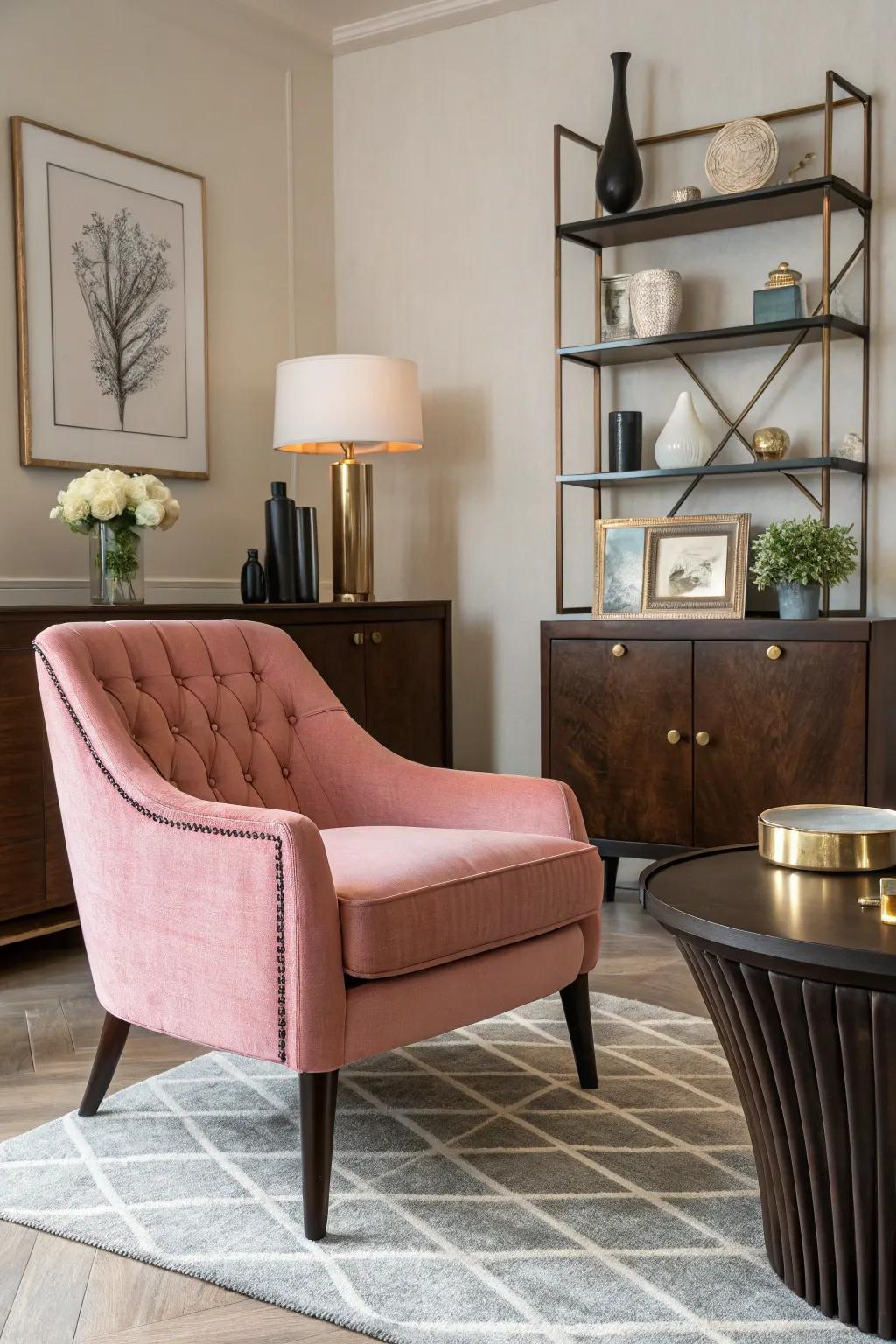A vibrant rose feature seat making a statement.