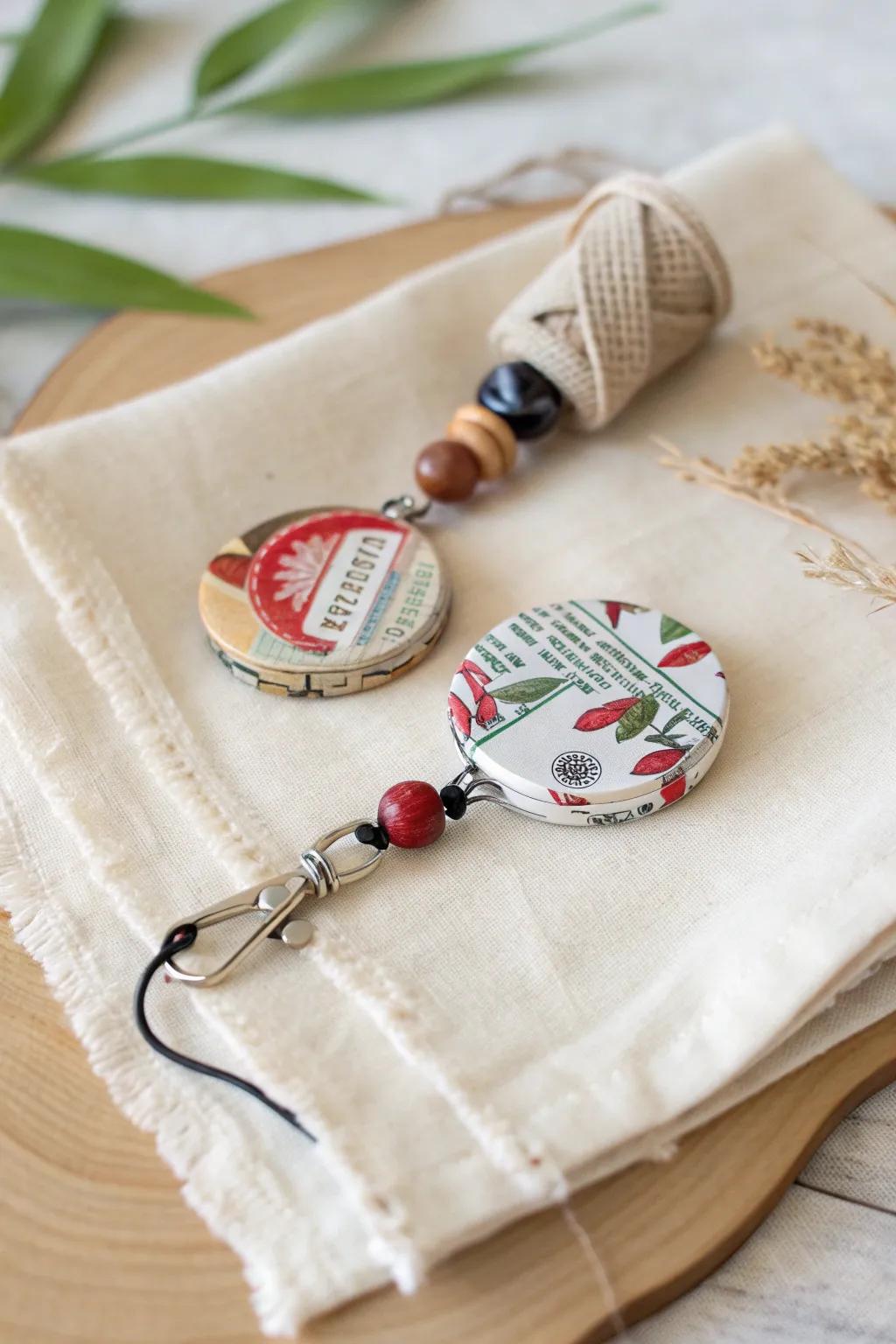 Upcycle with style: Transform old magazines into a stunning badge reel masterpiece!
