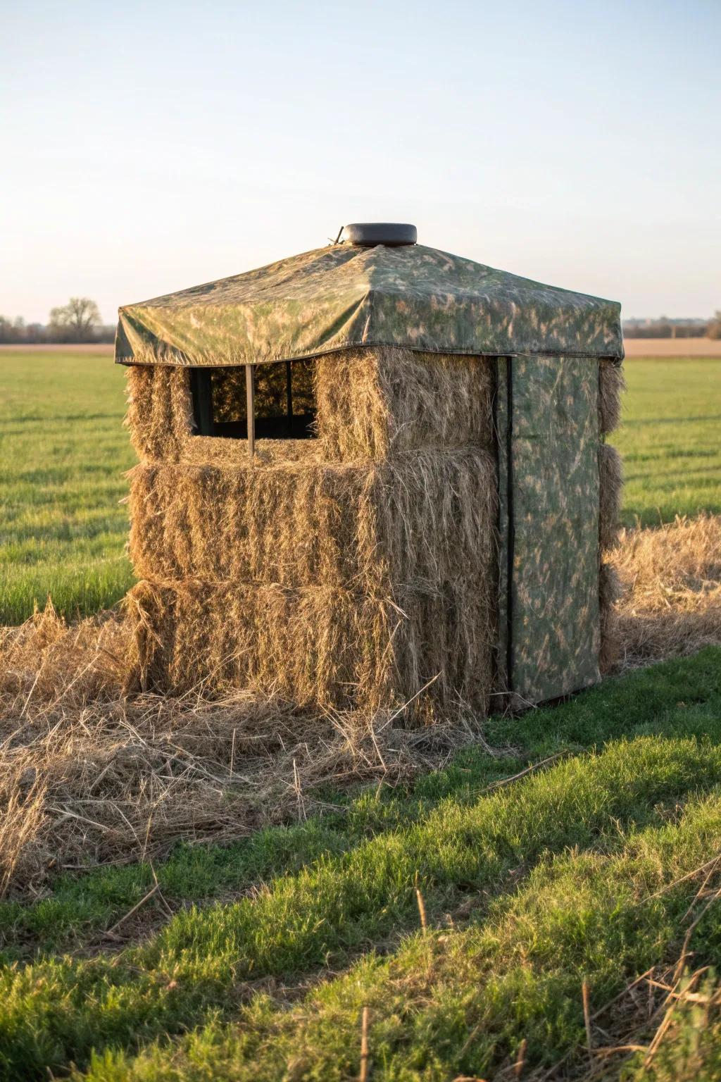 Perfect the art of concealment using this expertly designed haybale deer shelter.